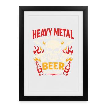Heavy Metal résout mes problèmes - Bier Spruch - Affiche encadrée (27 × 37 cm) - noir - Devant