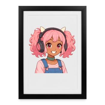 Jeux d’anime vintage japonais Bigfoot Gamer - Affiche encadrée (27 × 37 cm) - noir - Devant