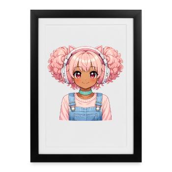 Jeux d’anime vintage japonais Bigfoot Gamer - Affiche encadrée (27 × 37 cm) - noir - Devant
