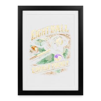 Poche de coin huit billes du billard à 8 billes - Affiche encadrée (27 × 37 cm) - noir - Devant