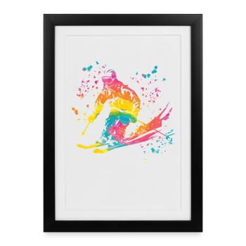 Ski alpin Sports d’hiver Ski nordique - Affiche encadrée (27 × 37 cm) - noir - Devant