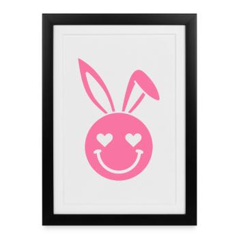 Yeux en forme de cœur de lapin rose - Affiche encadrée (27 × 37 cm) - noir - Devant