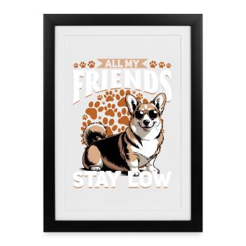 Funny Dog Breed Corgi - Framed poster (27 × 37 cm) - black - Front
