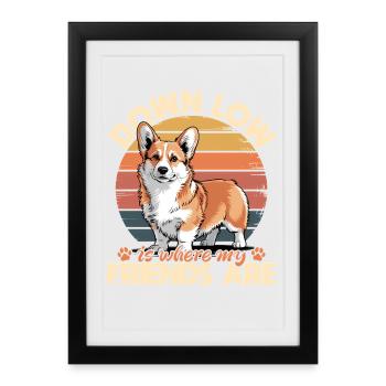 Funny Dog Breed Corgi - Framed poster (27 × 37 cm) - black - Front
