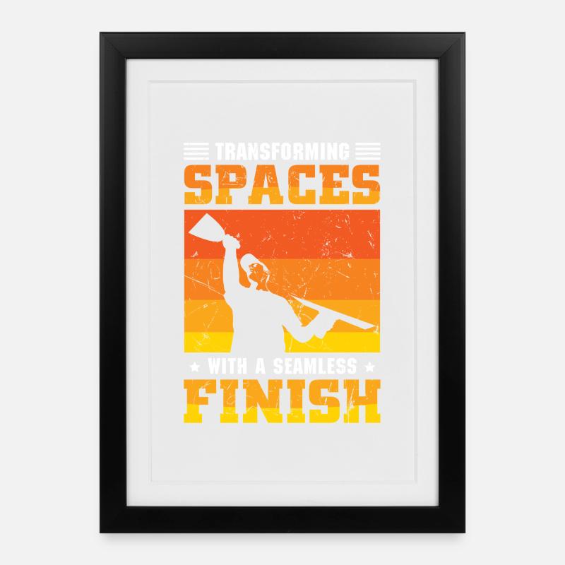 Constructeur de plaques de plâtre Installateur de plaques de plâtre - Affiche encadrée (27 × 37 cm) - noir