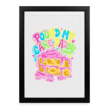 Autour de mon gâteau, papa - Affiche encadrée (27 × 37 cm) - noir - Devant