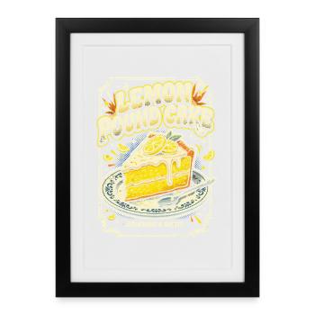 Lemon pound cake illustration - Framed poster (27 × 37 cm) - black - Front