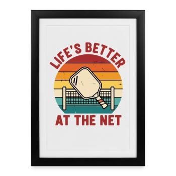 La vie au pickleball est meilleure au filet, joueur drôle - Affiche encadrée (27 × 37 cm) - noir - Devant