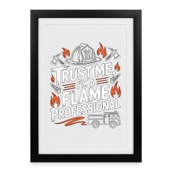 Lieutenant de pompier, fais-moi confiance, je suis une équipe de secours incendie - Affiche encadrée (27 × 37 cm) - noir - Devant