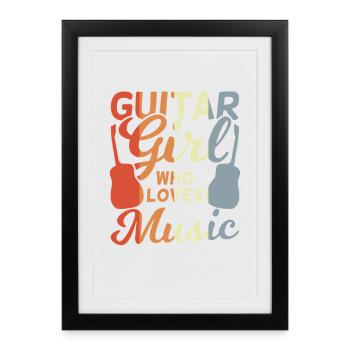 Guitar Girl - Affiche encadrée (27 × 37 cm) - noir - Devant