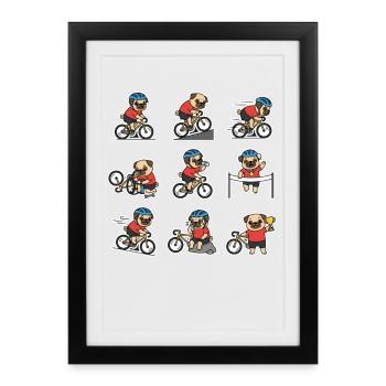 Lustiger Mops Fahrrad Radfahrer Hundeliebhaber - Gerahmtes Poster (27 × 37 cm) - Schwarz - Vorne