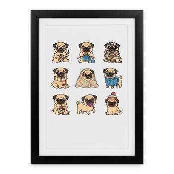 Cute Pug Knit Wool Haekeln Dog Lover - Framed poster (27 × 37 cm) - black - Front