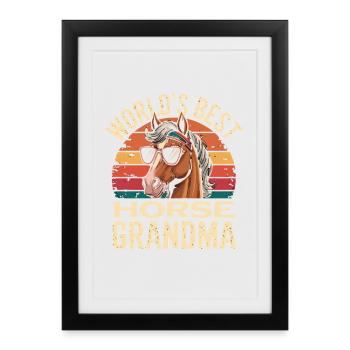 Worlds Best Horse Grandma Funny Horses Granny - Framed poster (27 × 37 cm) - black - Front