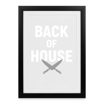 Ligne de préparation cuisine Cuisine Back of House - Affiche encadrée (27 × 37 cm) - noir - Devant