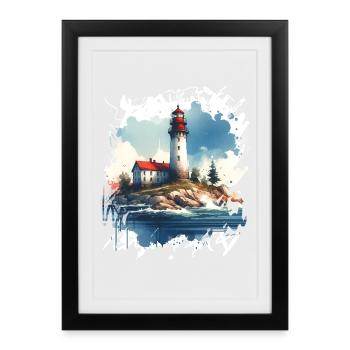 lighthouse - Framed poster (27 × 37 cm) - black - Front