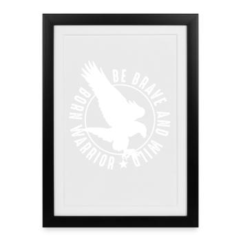 Emblème de l’aigle guerrier courageux - Affiche encadrée (27 × 37 cm) - noir - Devant