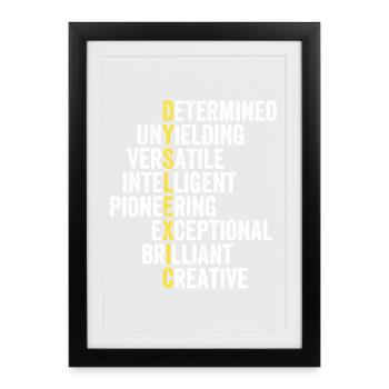 Pile d’adjectifs d’accent jaune - Affiche encadrée (27 × 37 cm) - noir - Devant