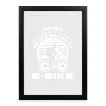 Ne sous-estimez jamais un cycliste de vélo électrique déchaîné - Affiche encadrée (27 × 37 cm) - noir - Devant