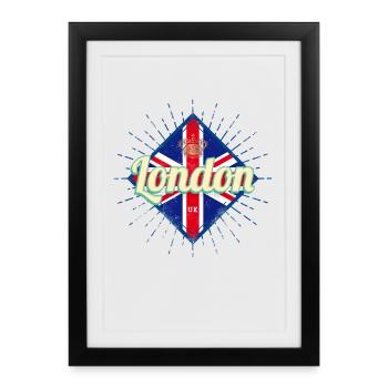 Londres City Royaume-Uni, Royaume-Uni, Angleterre Souvenir - Affiche encadrée (27 × 37 cm) - noir - Devant