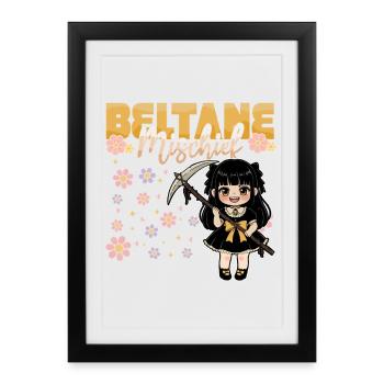 Beltane Mischief Célébrations du 1er mai Paganisme - Affiche encadrée (27 × 37 cm) - noir - Devant