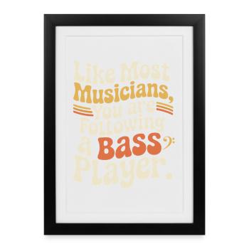 Bassiste Following A Bass Band, Bassspieler - Affiche encadrée (27 × 37 cm) - noir - Devant