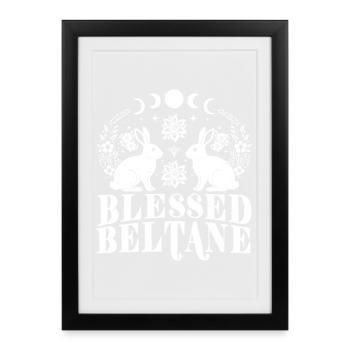 Bénédictions de Beltane Lapin païen du 1er mai - Affiche encadrée (27 × 37 cm) - noir - Devant
