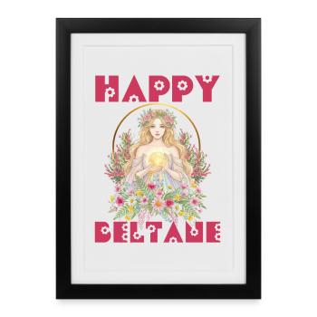 Joyeuses bénédictions de Beltane Festival de la fête du 1er mai Pagan - Affiche encadrée (27 × 37 cm) - noir - Devant