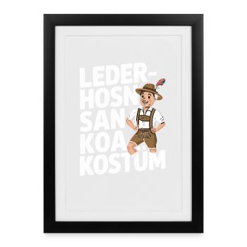 Lederhosen Kostüm Karikatur - Gerahmtes Poster (27 × 37 cm) - Schwarz - Vorne
