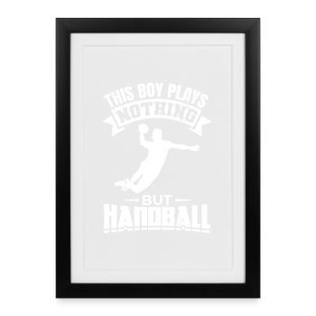 Garçon de handball drôle - Affiche encadrée (27 × 37 cm) - noir - Devant