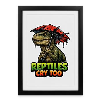 Emo Dinosaur, Sad Dino, Emotional - Framed poster (27 × 37 cm) - black - Front