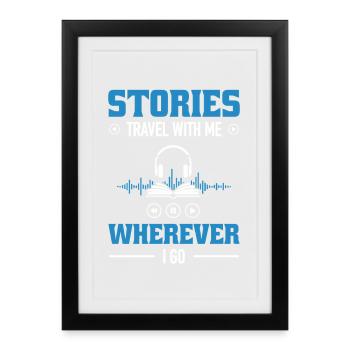 Audiobook Gift Stories Travel Book Lover - Framed poster (27 × 37 cm) - black - Front