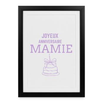 Joyeux Anniversaire Mamie Cake Pastel - Affiche encadrée (27 × 37 cm) - noir - Devant