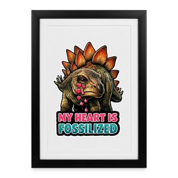 Emo Dinosaur, Sad Dino, Emotional - Framed poster (27 × 37 cm) - black - Front