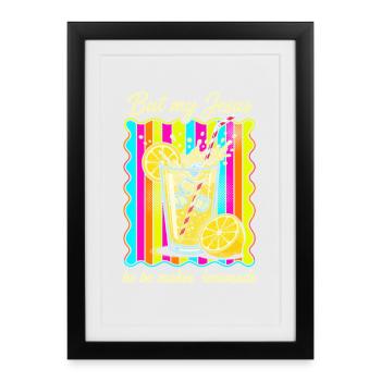 Jesus Makes Lemonade – Colorful Retro Print - Framed poster (27 × 37 cm) - black - Front
