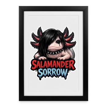 Amoureux des axolotls, Axolotl mignon, Drôle - Affiche encadrée (27 × 37 cm) - noir - Devant