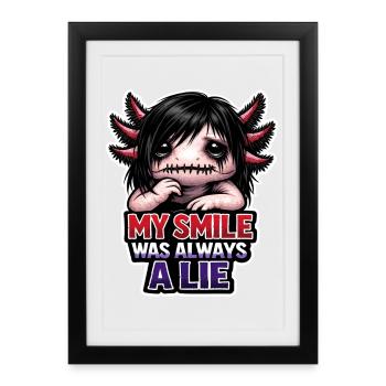 Amoureux des axolotls, Axolotl mignon, Drôle - Affiche encadrée (27 × 37 cm) - noir - Devant