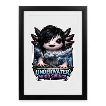 Amoureux des axolotls, Axolotl mignon, Drôle - Affiche encadrée (27 × 37 cm) - noir - Devant