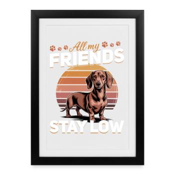 Funny Dog Breed Dachshund - Framed poster (27 × 37 cm) - black - Front