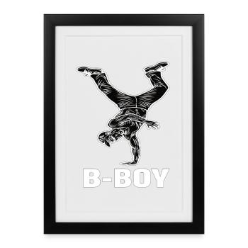 Breakdance B-Boy Streetdance Hip Hop - Gerahmtes Poster (27 × 37 cm) - Schwarz - Vorne