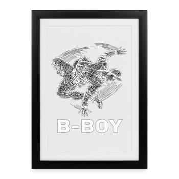 Breakdance B-Boy Streetdance Hip Hop - Gerahmtes Poster (27 × 37 cm) - Schwarz - Vorne