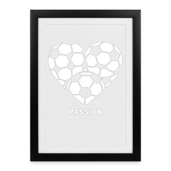 Fußball Herz Passion Football Fan - Affiche encadrée (27 × 37 cm) - noir - Devant