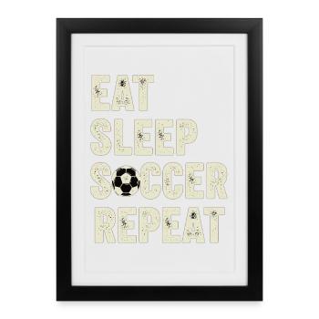 Mange, Dors Football Fan répété de football - Affiche encadrée (27 × 37 cm) - noir - Devant