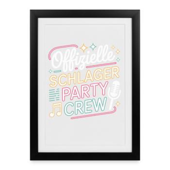 Schlager Party Crew Mallorca Festival JGA Malle - Gerahmtes Poster (27 × 37 cm) - Schwarz - Vorne