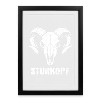 Stubborn | Ram's Head Skull with Horns - Framed poster (27 × 37 cm) - black - Front