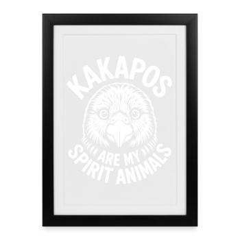 Kakapo Sprüche Kakapos Lustiges Kakapo Geschenk - Gerahmtes Poster (27 × 37 cm) - Schwarz - Vorne