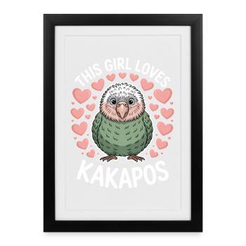 Kakapo Sprüche Kakapos Lustiges Kakapo Geschenk - Gerahmtes Poster (27 × 37 cm) - Schwarz - Vorne