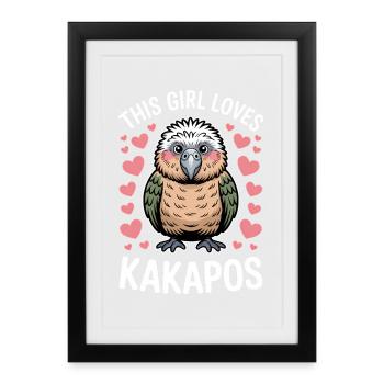 Kakapo Sprüche Kakapos Lustiges Kakapo Geschenk - Gerahmtes Poster (27 × 37 cm) - Schwarz - Vorne