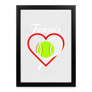 Tennis Heart Racket - Framed poster (27 × 37 cm) - black - Front