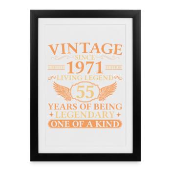 Millésime original 1971 – Légende du 55e anniversaire - Affiche encadrée (27 × 37 cm) - noir - Devant