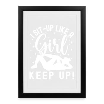 Les accros à la salle de sport se redressent comme une fille en calistenie - Affiche encadrée (27 × 37 cm) - noir - Devant
